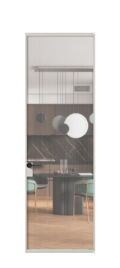 Алюминиевая дверь АЛПЛ040.01 Алюминий тёплый серый Рифлёное стекло "Moru", триплекс Цена 6710  | Volhovec