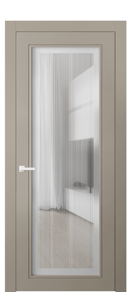 Межкомнатная дверь Neo Classic 8000 Матовый бисквитный Сатинированное с гравировкой "Каннелюры", триплекс Цена 4480 Br | Volhovec