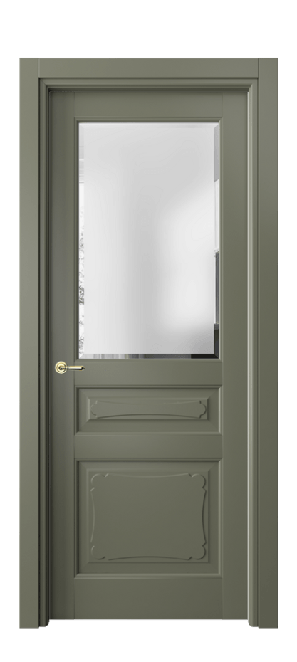 Межкомнатная дверь Тоскана Элегантэ 6324 Матовый оливковый тёмный Сатинированное стекло с фацетом Цена 5520 Br | Volhovec
