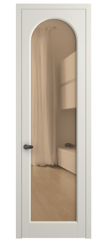 Межкомнатная дверь Palazzo 6804 Матовый жемчужный Прозрачное оранжевое стекло, триплекс Цена 5200 Br | Volhovec