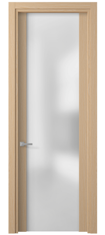 Межкомнатная дверь Planum 4114 Дуб молочный матовый Сатинированное стекло Цена 4500 Br | Volhovec