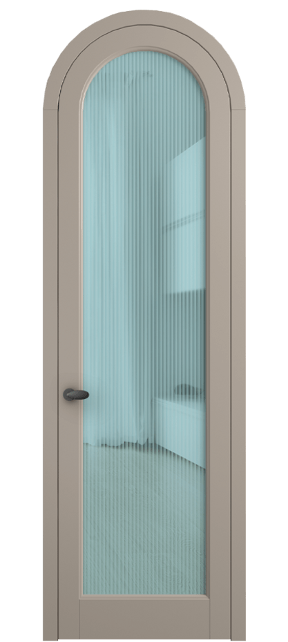 Межкомнатная дверь Palazzo 6814 Матовый бисквитный Рифлёное голубое стекло "Moru", триплекс, 8 мм Цена 6700 Br | Volhovec