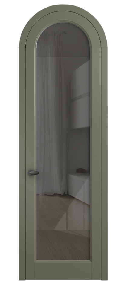 Межкомнатная дверь Palazzo 6814 Матовый оливковый тёмный Рефлективное серое стекло "Stopsol", калёное Цена 7100 Br | Volhovec