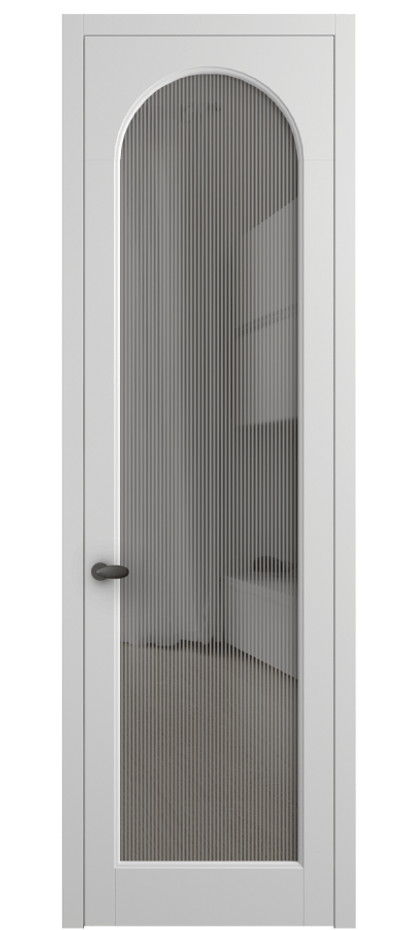 Межкомнатная дверь Палаццо 6804 Матовый белоснежный Рифлёное серое стекло "Дюна", триплекс Цена 5500 Br | Volhovec