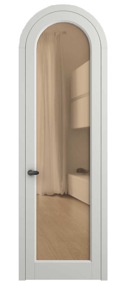 Межкомнатная дверь Palazzo 6814 Матовый светло-серый Прозрачное оранжевое стекло, триплекс Цена 6700 Br | Volhovec