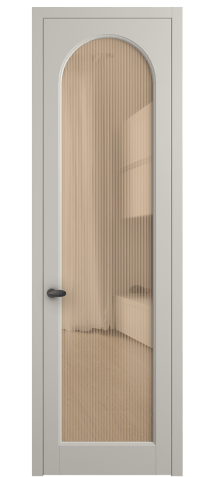 Межкомнатная дверь Palazzo 6804 Матовый облачно-серый Рифлёное оранжевое стекло "Moru", триплекс Цена 5600 Br | Volhovec