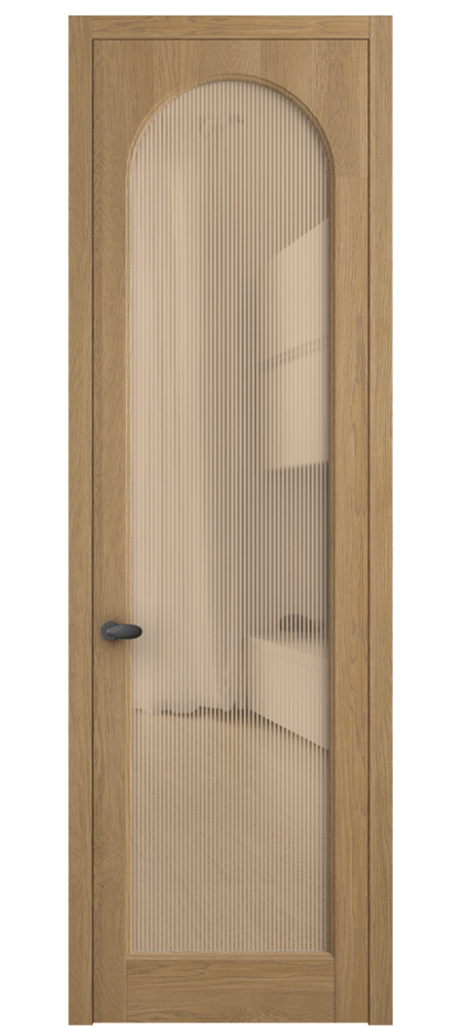 Межкомнатная дверь Палаццо 6804 Дуб пшеничный матовый Рифлёное оранжевое стекло "Дюна", триплекс Цена 8200 Br | Volhovec