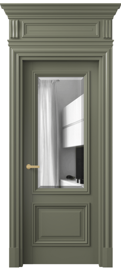 Межкомнатная дверь Антик 7302 Матовый оливковый тёмный Двустороннее зеркало с фацетом, триплекс Цена 9070 Br | Volhovec