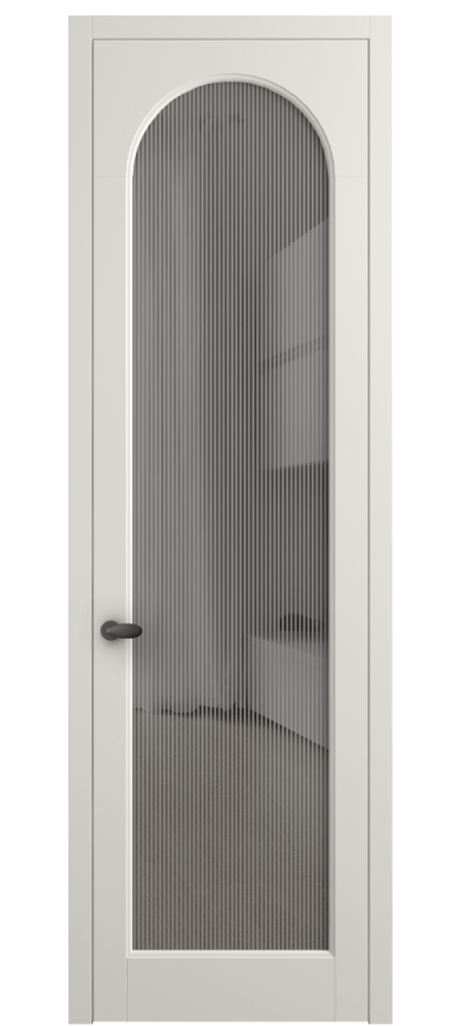 Межкомнатная дверь Палаццо 6804 Матовый жемчужный Рифлёное серое стекло "Дюна", триплекс Цена 5500 Br | Volhovec