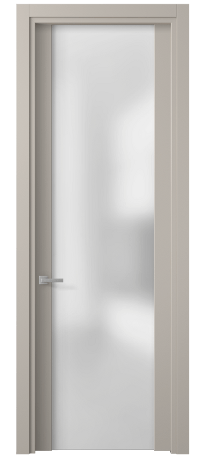 Межкомнатная дверь Планум 4114 Матовый светло-бежевый Сатинированное стекло Цена 2590 Br | Volhovec