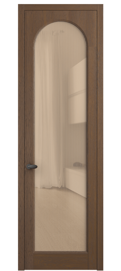 Межкомнатная дверь Палаццо 6804 Дуб каштановый матовый Рифлёное оранжевое стекло "Дюна", триплекс Цена 8200 Br | Volhovec