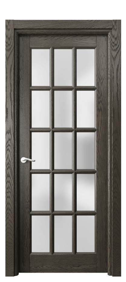 Межкомнатная дверь Lignum 0708 Дуб серый брашированный Сатинированное стекло Цена 8730 Br | Volhovec