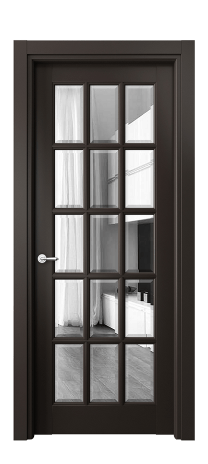 Межкомнатная дверь Тоскана Грильято 6311 Матовый антрацит Сатинированное стекло с фацетом Цена 6250 Br | Volhovec