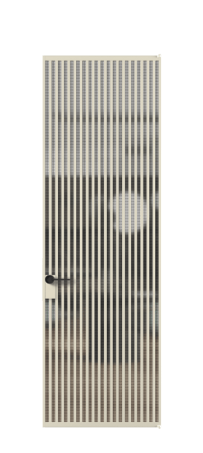 Алюминиевая дверь АЛПЛ040.06 Алюминий бежево-серый Декоративное стекло с сеткой "Mesh silver", триплекс Цена 10690  | Volhovec