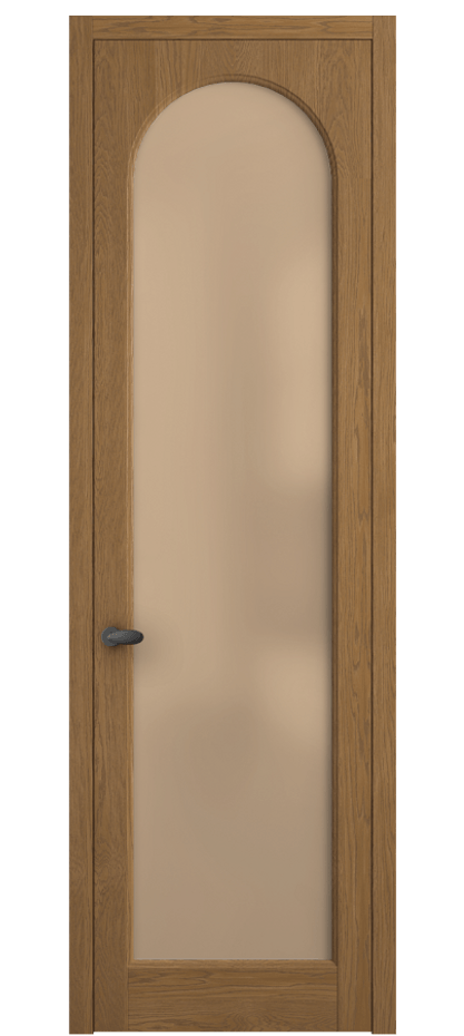 Межкомнатная дверь Palazzo 6804 Дуб пряный матовый Сатинированное оранжевое стекло, триплекс Цена 7900 Br | Volhovec