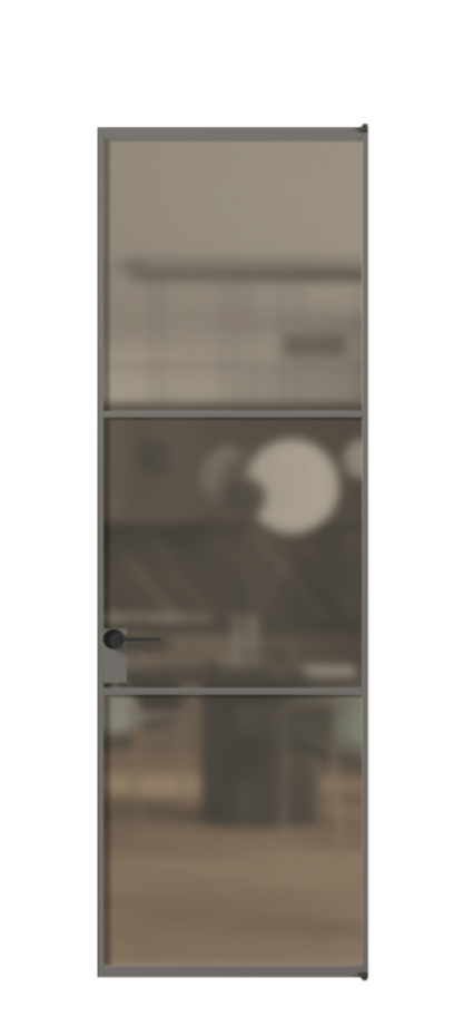 Алюминиевая дверь АЛПЛ040.03 Алюминий классический серый Сатинированное бронзовое стекло, триплекс Цена 6580  | Volhovec