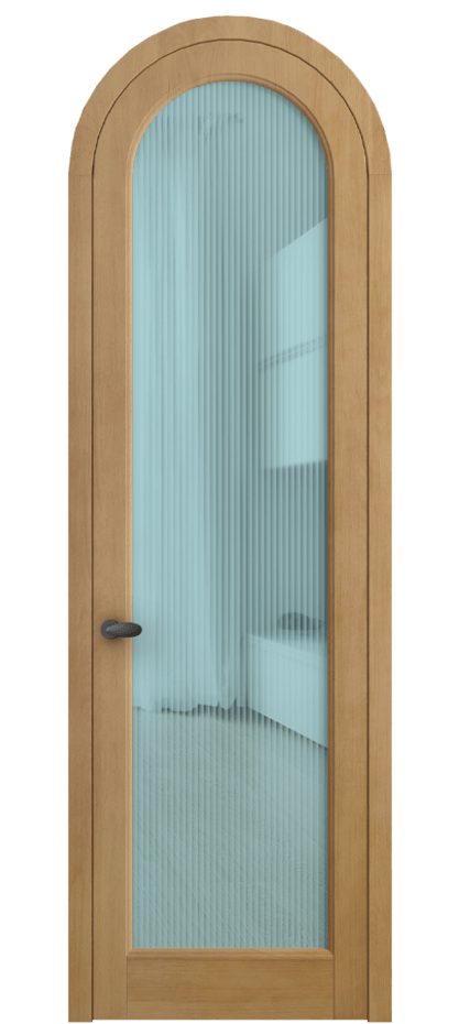 Межкомнатная дверь Palazzo 6814 Бук натуральный матовый Рифлёное голубое стекло "Moru", триплекс Цена 9600 Br | Volhovec