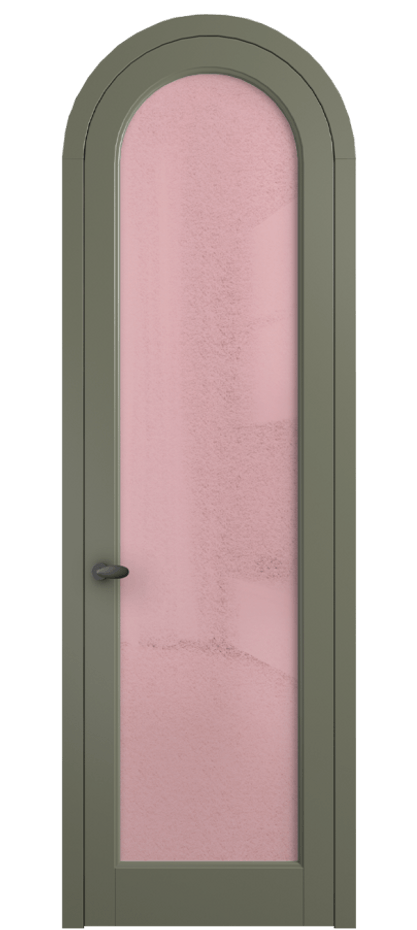 Межкомнатная дверь Palazzo 6814 Матовый оливковый тёмный Фактурное розовое стекло "Лёд", триплекс Цена 7000 Br | Volhovec