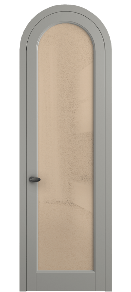 Межкомнатная дверь Palazzo 6814 Матовый нейтральный серый Фактурное оранжевое стекло "Лёд", триплекс Цена 7000 Br | Volhovec