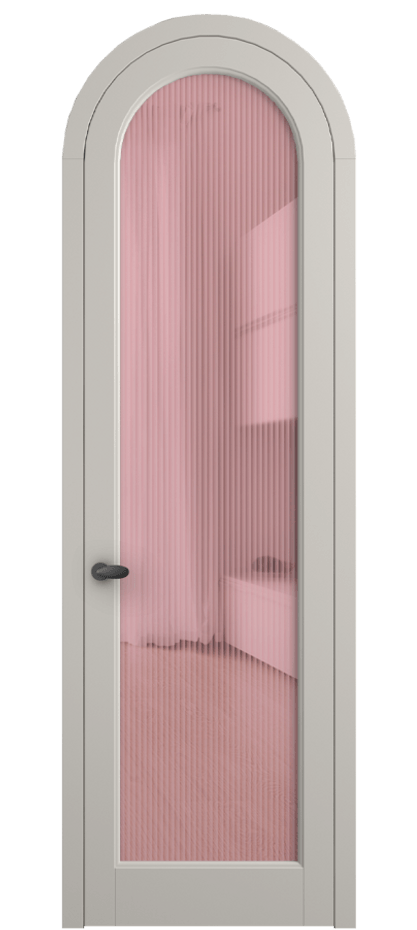 Межкомнатная дверь Palazzo 6814 Матовый облачно-серый Рифлёное розовое стекло "Moru", триплекс, 8 мм Цена 6700 Br | Volhovec