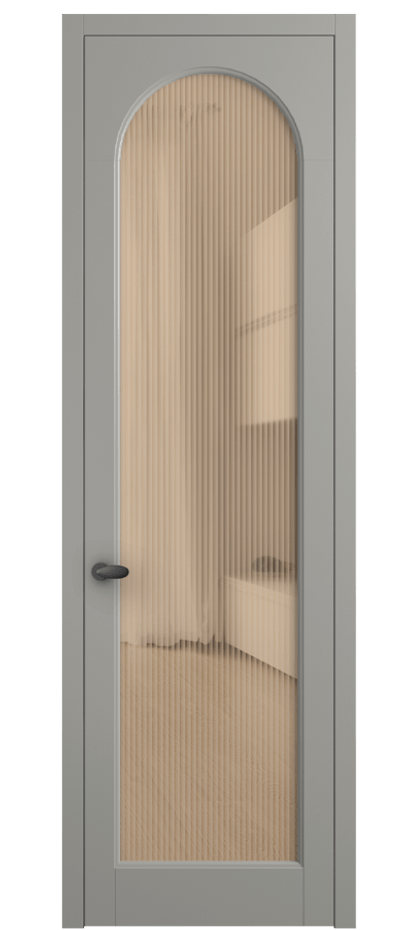 Межкомнатная дверь Палаццо 6804 Матовый нейтральный серый Рифлёное оранжевое стекло "Moru", триплекс Цена 5600 Br | Volhovec