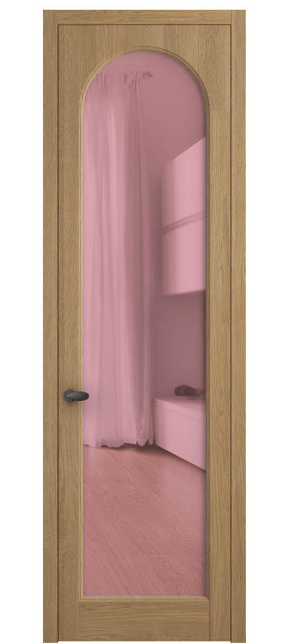 Межкомнатная дверь Palazzo 6804 Дуб пшеничный матовый Прозрачное розовое стекло, триплекс Цена 7900 Br | Volhovec