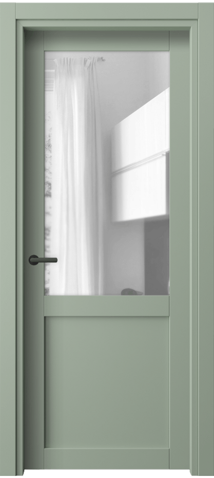 Межкомнатная дверь Neo// 2122 ПЭТ светло-оливковый Прозрачное стекло, триплекс Цена 1300 Br | Volhovec