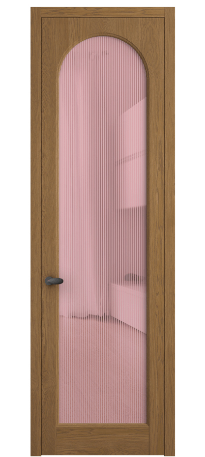 Межкомнатная дверь Палаццо 6804 Дуб пряный матовый Рифлёное розовое стекло "Дюна", триплекс Цена 8200 Br | Volhovec