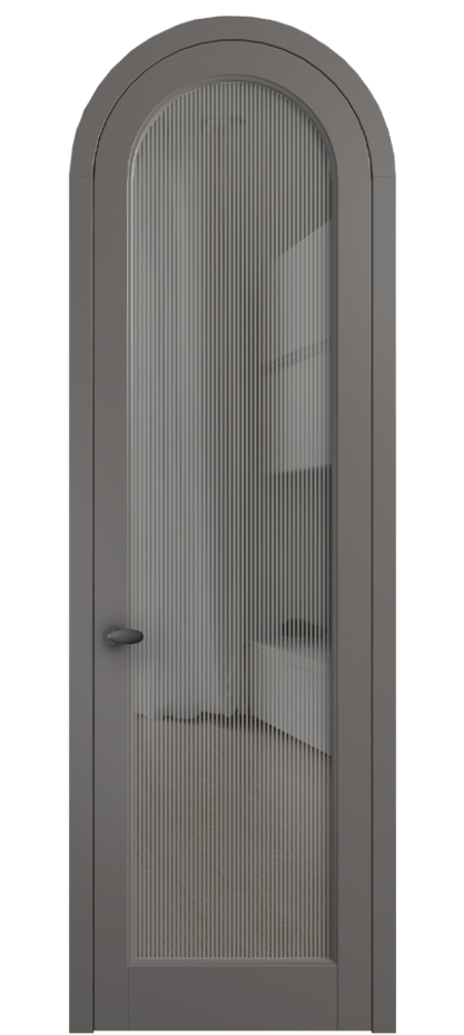 Межкомнатная дверь Palazzo 6814 Матовый классический серый Рифлёное серое стекло "Дюна", триплекс, 8 мм Цена 6600 Br | Volhovec