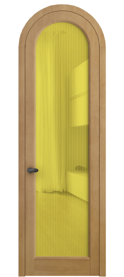 Межкомнатная дверь Palazzo 6814 Бук натуральный матовый Рифлёное жёлтое стекло "Moru", триплекс Цена 9600 Br | Volhovec