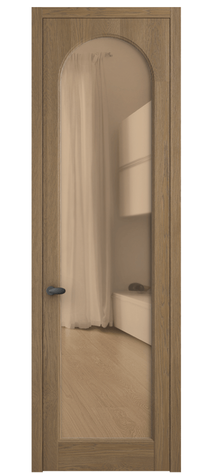 Межкомнатная дверь Palazzo 6804 Дуб мускатный матовый Прозрачное оранжевое стекло, триплекс Цена 7900 Br | Volhovec