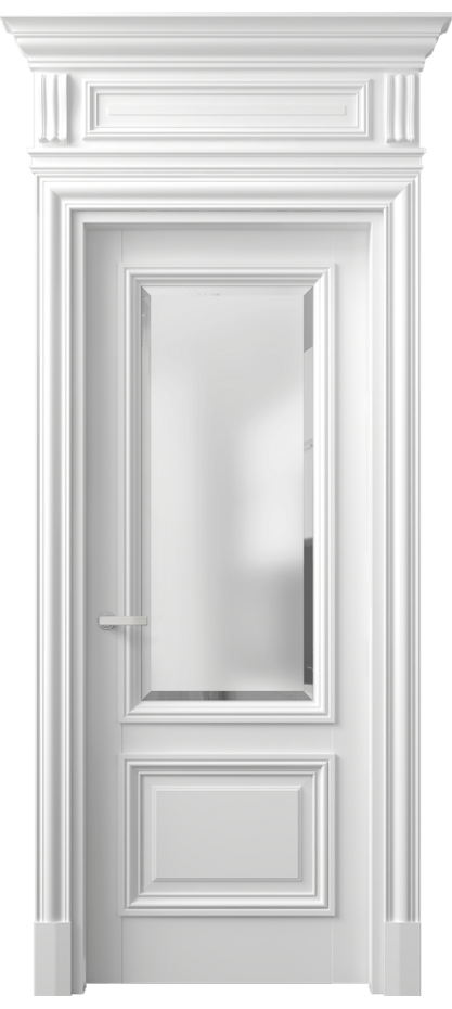 Межкомнатная дверь Антик 7302 Матовый белоснежный Сатинированное стекло с фацетом Цена 8680 Br | Volhovec