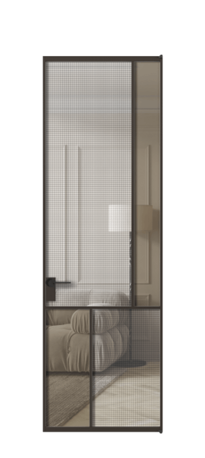 Дверь межкомнатная Mosaic АЛПЛ041.21 Алюминий антрацит Декоративное стекло с сеткой "Mesh silver", триплекс, 6 мм + Прозрачное бронзовое стекло, триплекс Без короба ААН Цена 8880 Стоимость комплекта двери включает:
1. Полотно (600/650/700/750/800/850/900/950*2000-2400 мм).
2. Короб
3. Комплект фурнитуры (2 торцевые петли и магнитный замок с ответной планкой). Фабрика дверей Волховец 8 (800) 551 43 19 Межкомнатная дверь Mosaic АЛПЛ041.21 Алюминий антрацит Декоративное стекло с сеткой "Mesh silver", триплекс, 6 мм + Прозрачное бронзовое стекло, триплекс Цена 8880 Br | Volhovec