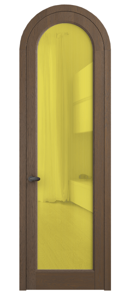 Межкомнатная дверь Palazzo 6814 Дуб туманный матовый Рифлёное желтое стекло "Дюна", триплекс Цена 11400 Br | Volhovec