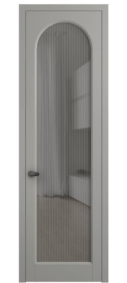 Межкомнатная дверь Палаццо 6804 Матовый нейтральный серый Рифлёное серое стекло "Мору", триплекс Цена 5600 Br | Volhovec