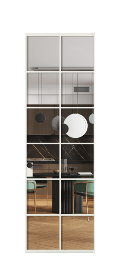 Алюминиевая дверь АЛПЛ040.05 Алюминий светло-серый Прозрачное стекло "Crystal Vision", калёное Цена 8420  | Volhovec