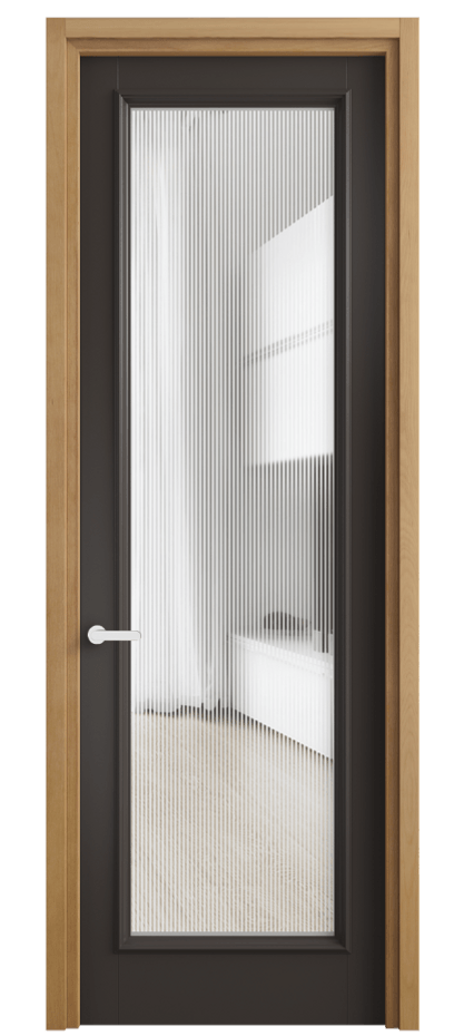 Межкомнатная дверь Шарм 6702 Матовый антрацит Рифлёное стекло "Дюна", триплекс Цена 5700 Br | Volhovec