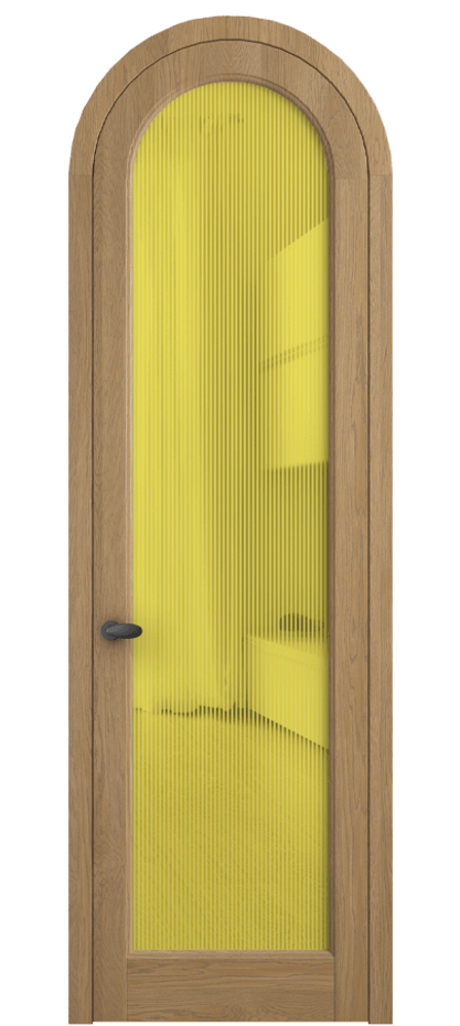 Межкомнатная дверь Palazzo 6814 Дуб пшеничный матовый Рифлёное желтое стекло "Дюна", триплекс Цена 11400 Br | Volhovec