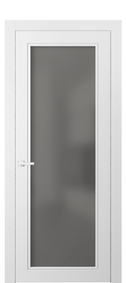 Межкомнатная дверь Neo Classic 8000 Матовый белоснежный Сатинированное серое стекло, триплекс Цена 3990 Br | Volhovec