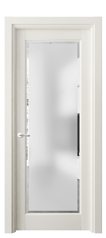 Межкомнатная дверь Лигнум 0700 Дуб жемчуг Сатинированное стекло с фацетом Цена 7030 Br | Volhovec