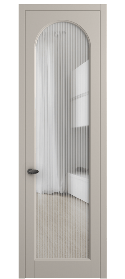 Межкомнатная дверь Палаццо 6804 Матовый светло-бежевый Рифлёное стекло "Мору", триплекс Цена 5620 Br | Volhovec