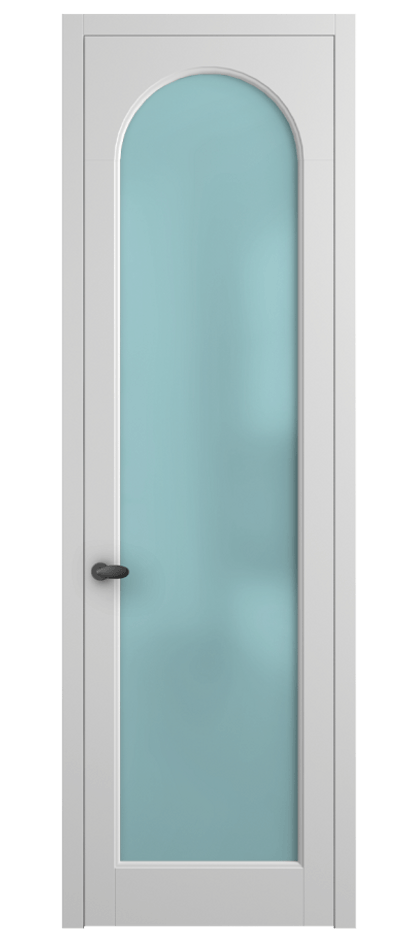 Межкомнатная дверь Palazzo 6804 Матовый белоснежный Сатинированное голубое стекло, триплекс Цена 5200 Br | Volhovec