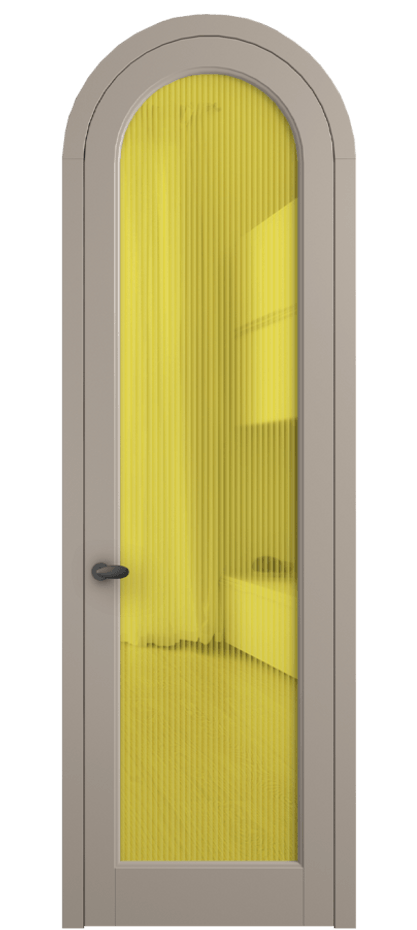 Межкомнатная дверь Palazzo 6814 Матовый бисквитный Рифлёное жёлтое стекло "Moru", триплекс, 8 мм Цена 6700 Br | Volhovec