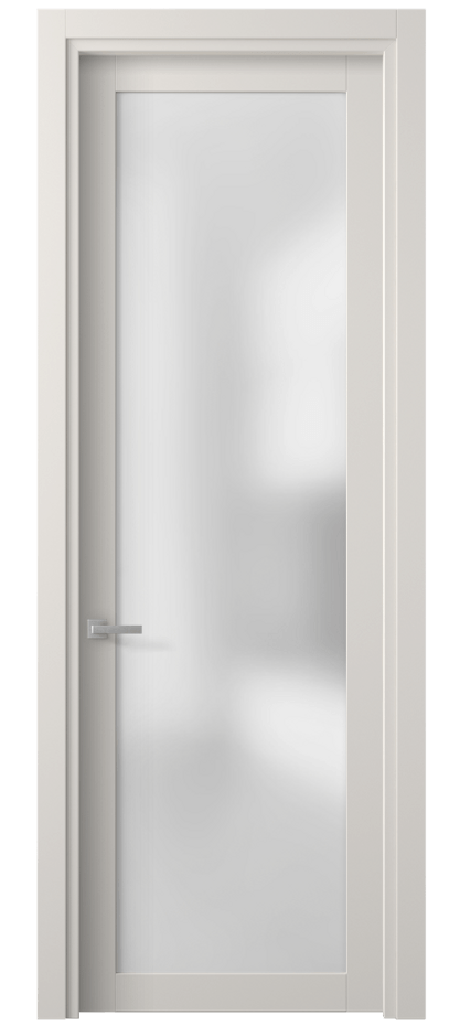 Межкомнатная дверь Планум 2102 Матовый пудровый белый Сатинированное стекло Цена 2710 Br | Volhovec