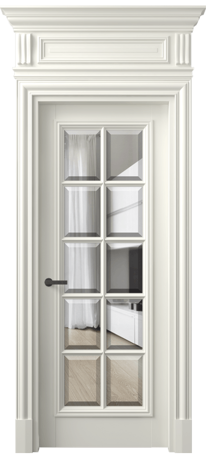 Межкомнатная дверь Антик 7310 Матовый жемчужный Прозрачное стекло с фацетом Цена 10020 Br | Volhovec