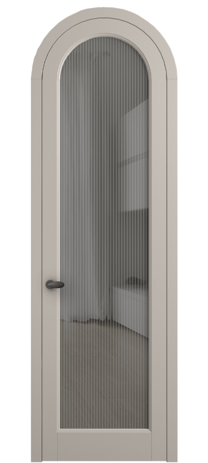 Межкомнатная дверь Palazzo 6814 Матовый светло-бежевый Рифлёное серое стекло "Moru", триплекс Цена 7100 Br | Volhovec