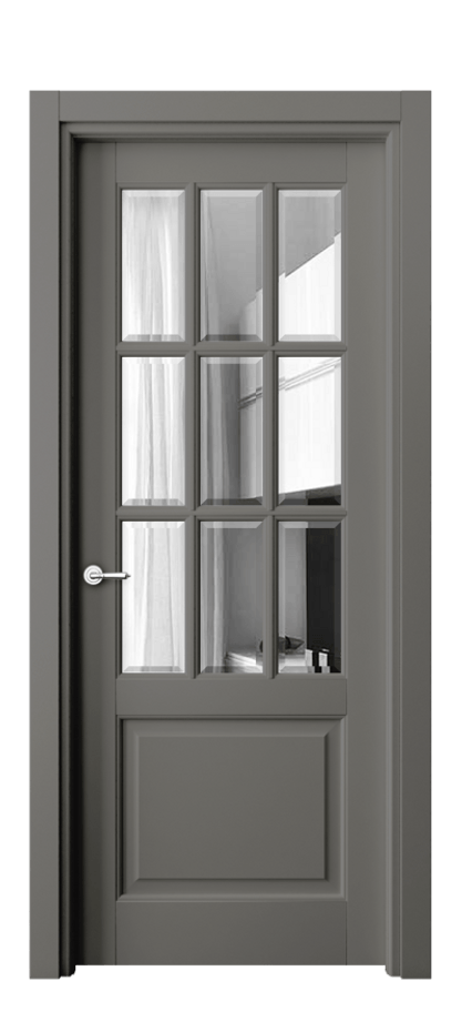 Межкомнатная дверь Тоскана Грильято 6312 Матовый классический серый Двустороннее зеркало с фацетом, триплекс Цена 6360 Br | Volhovec
