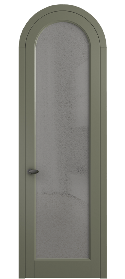 Межкомнатная дверь Palazzo 6814 Матовый оливковый тёмный Фактурное серое стекло "Лёд", триплекс Цена 7000 Br | Volhovec