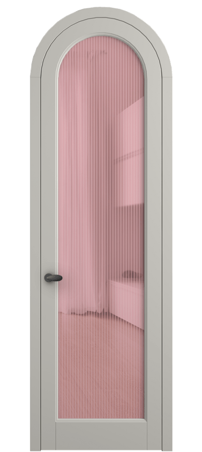 Межкомнатная дверь Palazzo 6814 Матовый тёплый серый Рифлёное розовое стекло "Moru", триплекс Цена 7100 Br | Volhovec