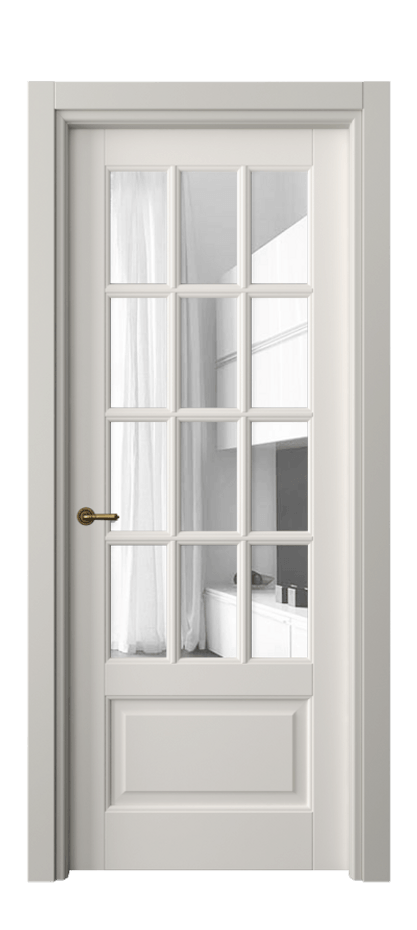 Межкомнатная дверь Toscana Grigliato 6313 Бук пудровый белый Прозрачное стекло Цена 6110 Br | Volhovec